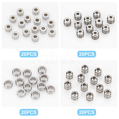 80Pcs 4 Style 304 Stainless Steel Beads STAS-DC0005-57-1