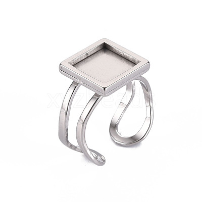 Non-Tarnish 201 Stainless Steel Cuff Pad Ring Settings X-STAS-S080-041A-P-1