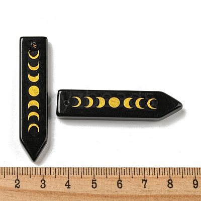 Natural Obsidian Moon Phase Pendants LS-G-C145-01C-1