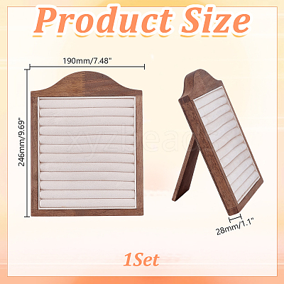 Wooden Photo Frame Shaped Ring Display Easels RDIS-WH0032-008B-1