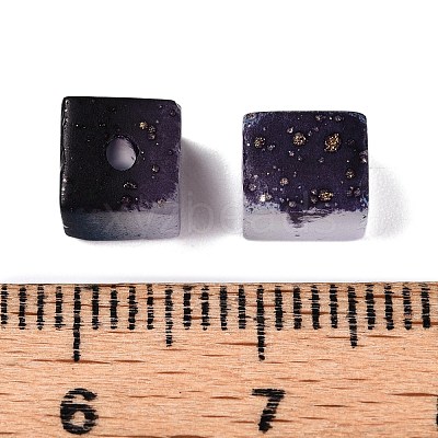 Frosted Glass Beads with Golden Glitter Powder DGLA-NH001-6mm-01M-1