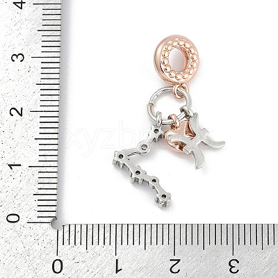 Brass Pendants with Cubic Zirconia European Beads KK-Q015-01B-1