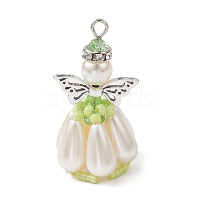 Pearlized Glass Pearl Beads  Pendants PALLOY-MZ00487-1