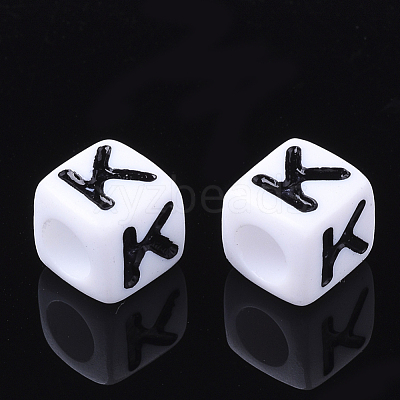 Acrylic Horizontal Hole Letter Beads X-PL37C9129-K-1