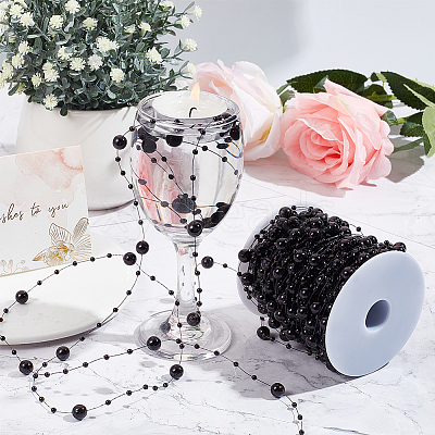 1 Roll Plastic Round Beaded Link Chains DIY-SC0024-96A-1