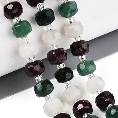 Natural Fuchsite & Garnet & White Moonstone Beads Strands G-T144-20A-01-1