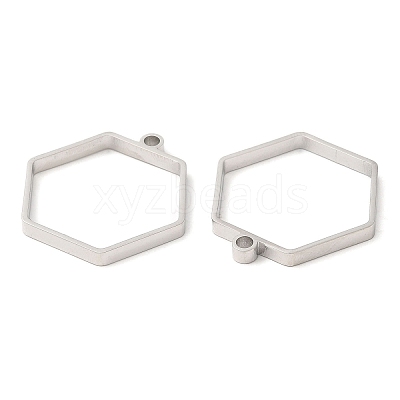 Non-Tarnish 304 Stainless Steel Open Back Bezel Hexagon Pendants LS-STAS-Z040-12P-1