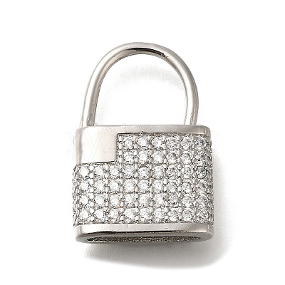 Rack Plating Brass Micro Pave Clear Cubic Zirconia Clasps KK-H512-02P-1