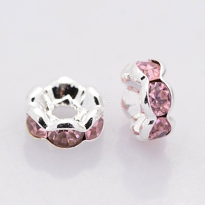 Brass Rhinestone Spacer Beads RB-A014-L6mm-27S-1