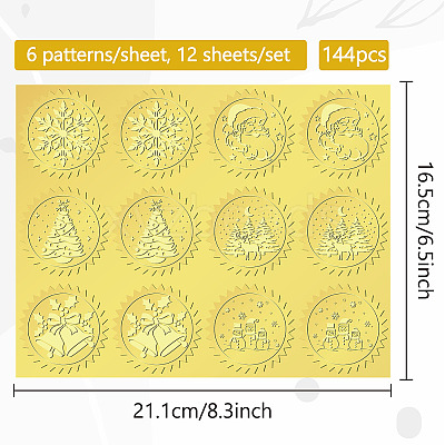 6 Patterns Aluminium-foil Paper Adhesive Embossed Stickers DIY-WH0451-005-1