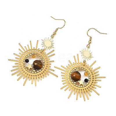 Brass Glass Dangle Earrings EJEW-MZ00802-1