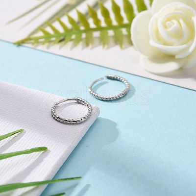 Anti-Tarnish Unisex Rhodium Plated 925 Sterling Silver Hoop Earrings EJEW-AA00271-06P-1