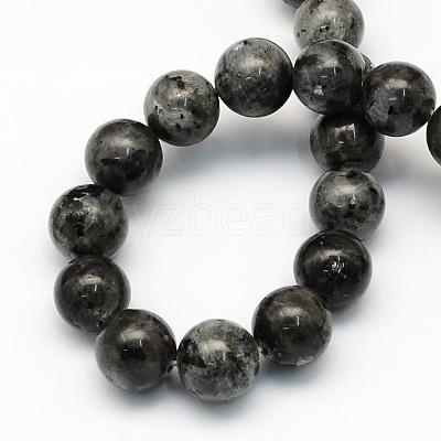 Natural Larvikite Round Beads Strands X-G-S159-8mm-1