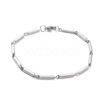 Tarnish Resistant Unisex 201 Stainless Steel Bar Link Chain Bracelets BJEW-L637-42B-P-1