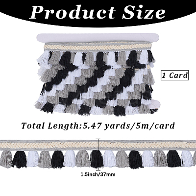 5M Ethnic Style Polyester Fringe Lace Trims SRIB-CY0001-03A-1