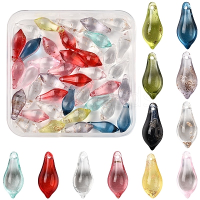 50Pcs Handmade Gold Sand Lampwork Beads LAMP-FS0001-22-1