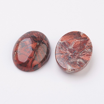 Natural Brecciated Jasper Flat Back Cabochons G-G741-22x30mm-02-1