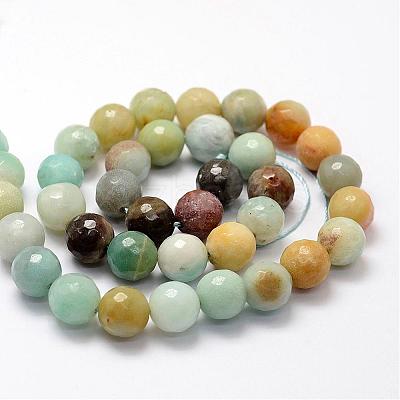 Faceted Natural Flower Amazonite Beads Strands G-F364-13-10mm-1