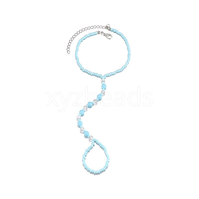 Luminous Resin Round Beaded with Glass Seed Beaded Anklets WG45460-01-1