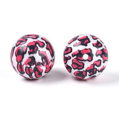 ABS Plastic Leopard Print Round Beads SACR-T017-75B-02-1