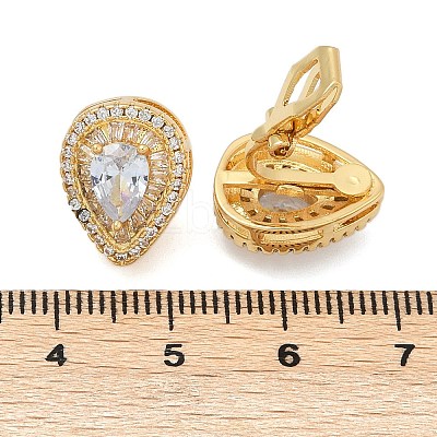 Brass Micro Pave Clear Cubic Zirconia Clip-on Earrings EJEW-H154-11A-G-1