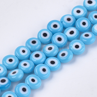 Handmade Evil Eye Lampwork Beads Strands LAMP-S191-02B-09-1