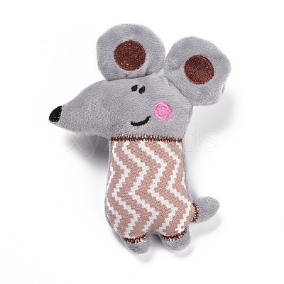 Chinese Zodiac Sign Mouse Cotton & Non-Woven & Velvet Fabric Brooch JEWB-A003-04-1