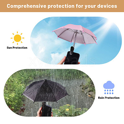 2 Bags 2 Colors Mini Polyester & Alloy Umbrella AJEW-CA0005-44-1