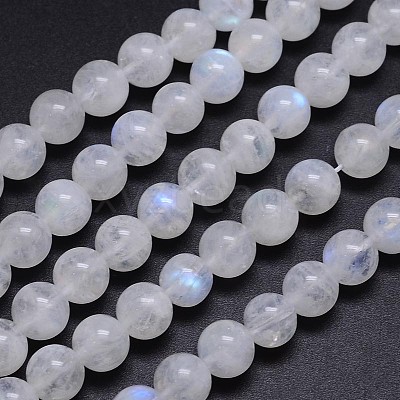 Natural Rainbow Moonstone Round Bead Strands G-M263-D-02-1