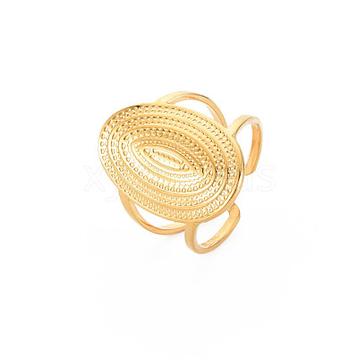 Ion Plating(IP) 304 Stainless Steel Oval Wide Open Cuff Ring for Women RJEW-S405-172G-1