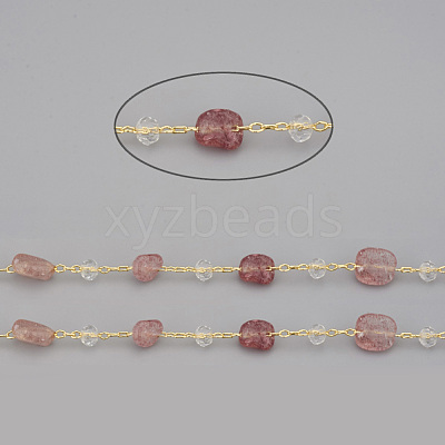Handmade Natural Strawberry Quartz Beaded Chains CHC-I031-11D-1