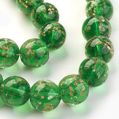 Handmade Gold Sand Lampwork Beads Strands LAMP-P051-L01-10mm-1