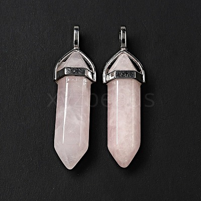 Natural Rose Quartz Double Terminated Pointed Pendants X-G-D415-12-1