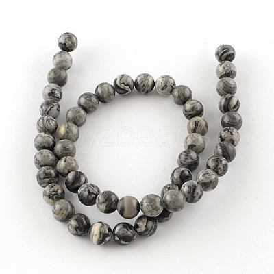 Natural Map Stone/Picasso Stone/Picasso Jasper Beads Strands G-S188-8mm-1
