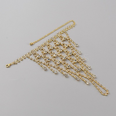 Crystal Rhinestone Chain Tassel Ring Bracelet BJEW-WH0012-06G-1