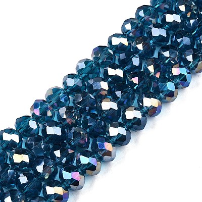 Electroplate Glass Beads Strands X-EGLA-A044-T8mm-B27-1