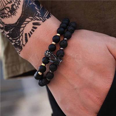 Black Matte Bracelet Micro Pave Zircon Crown ZZ8347-20-1