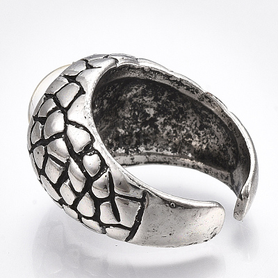 Alloy Glass Cuff Finger Rings RJEW-T006-04A-1