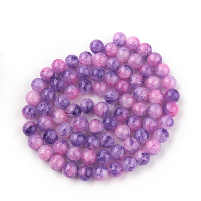 Baking Paint Crackle Glass Bead Strands DGLA-Q023-6mm-YS69-1
