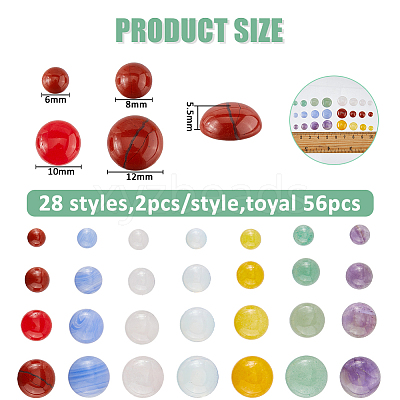 56Pcs 28 Styles Natural & Synthetic Mixed Gemstone Cabochons G-FH0002-55-1