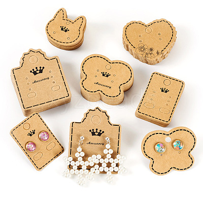 150Pcs 5 Styles Kraft Paper Earring Display Cards DIY-TA0006-04-1
