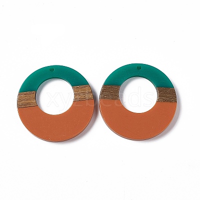 Opaque Resin & Walnut Wood Pendants RESI-M027-03K-1