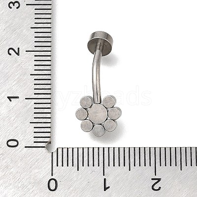 304 Stainless Steel Clear Cubic Zirconia Curved Barbell Belly Button Rings AJEW-D306-03P-06-1