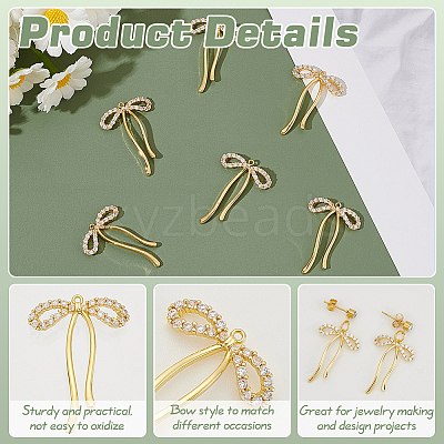 6Pcs Brass with Rhinestone Pendants KK-BC0014-26G-1