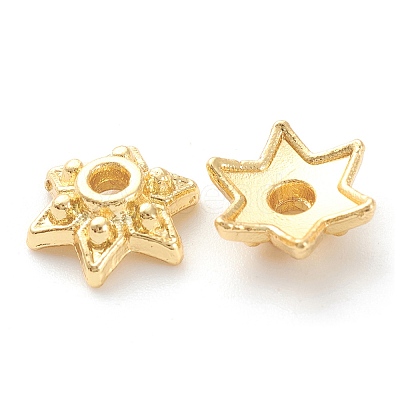 Rack Plating Alloy Flower Bead Caps X-KK-J277-10G-1