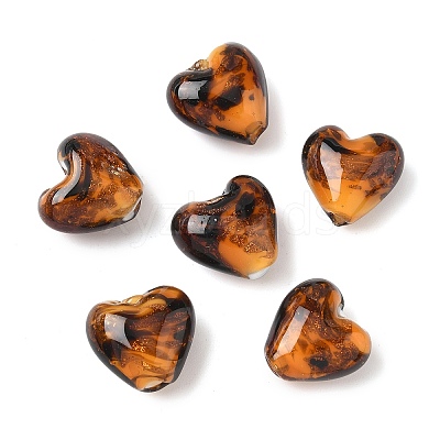 Handmade Gold Sand Lampwork Beads Strands LAMP-Q045-08A-02-1