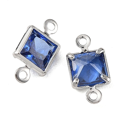 SHEGRACE Brass Pave Cubic Zirconia Square Connector Charms XGRQ2O562-440C-P-1