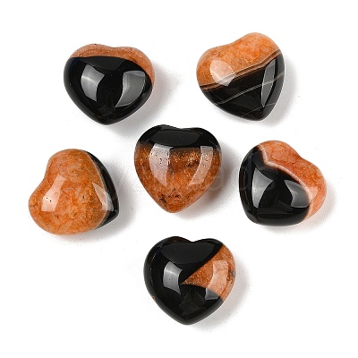 Natural Agate(Dyed & Heated) Heart Palm Stone G-Q021-04C-1