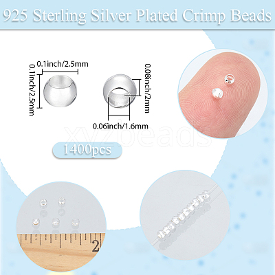 1400Pcs Brass Crimp Beads KK-BBC0022-06B-S-1