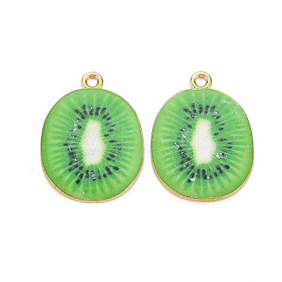 Light Gold Alloy Enamel Pendants X-ENAM-S126-124-1